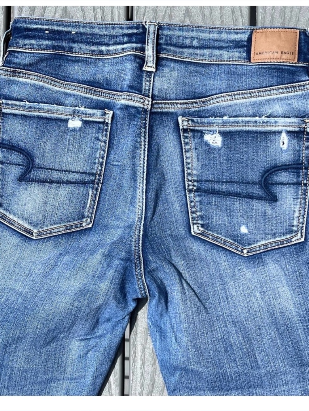 American Eagle Outfitters Distressed High Rise Jegging Crop Blue Jeans Size 8